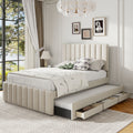Upholstered Platform Bed With Twin Size Trundle And 3 Drawers by Unique Piece Furniture