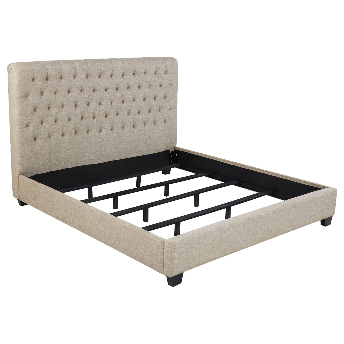 Chloe Upholstered Eastern King Panel Bed Oatmeal by Unique Piece Furniture