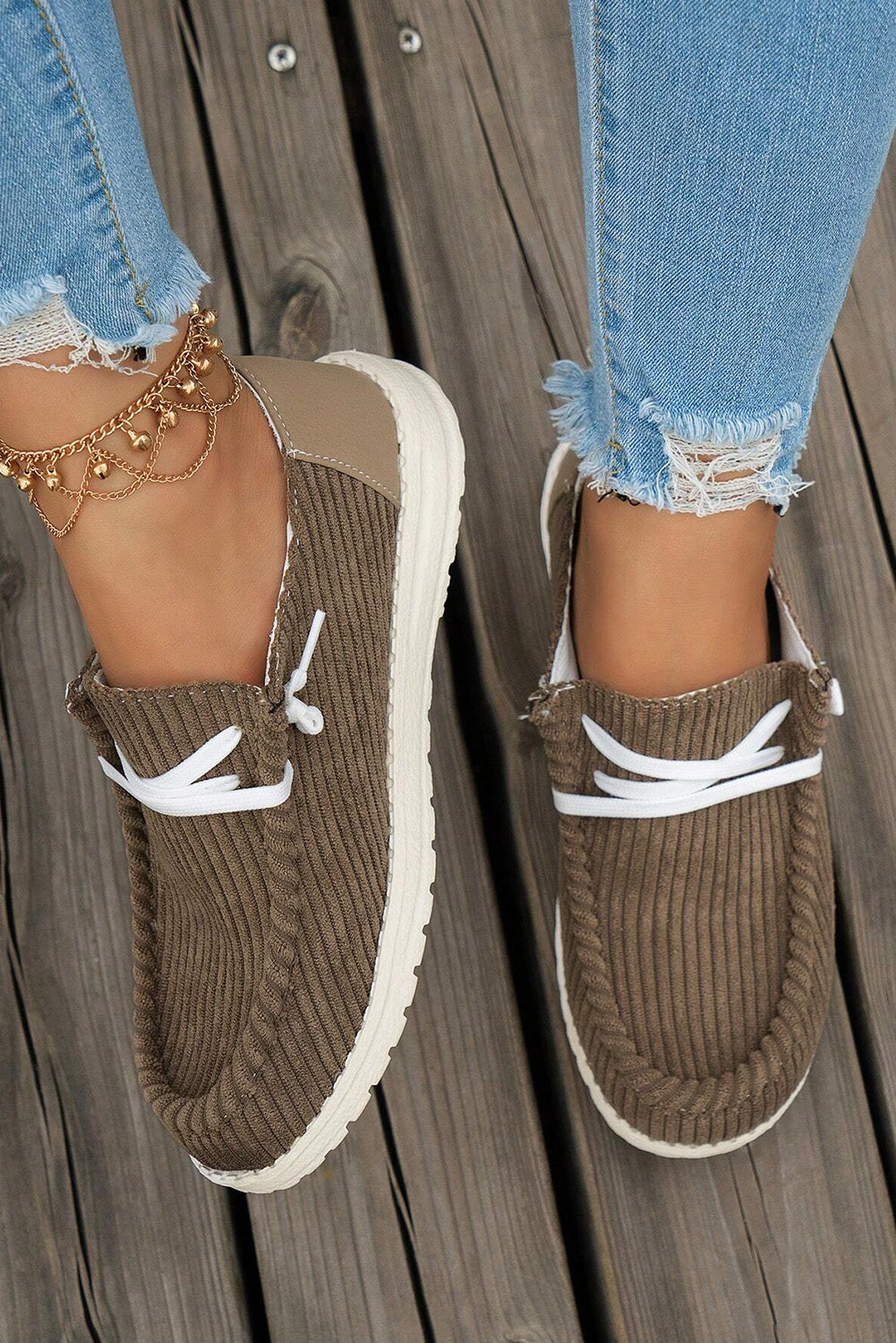 White Lace Up Casual Shoes by Wild and Free Boutique