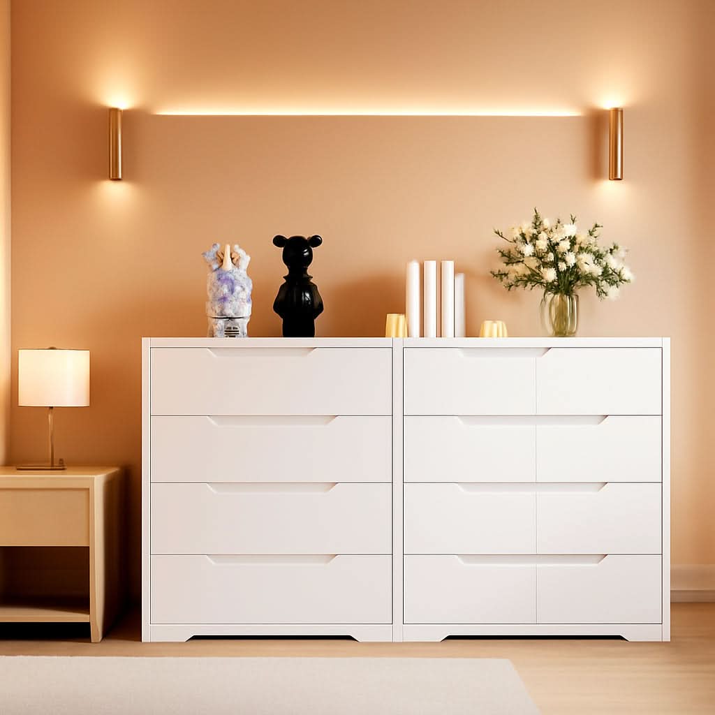 White 4 Drawer Dresser for Bedroom Storage and Clothing Organizer by ShipItFurniture
