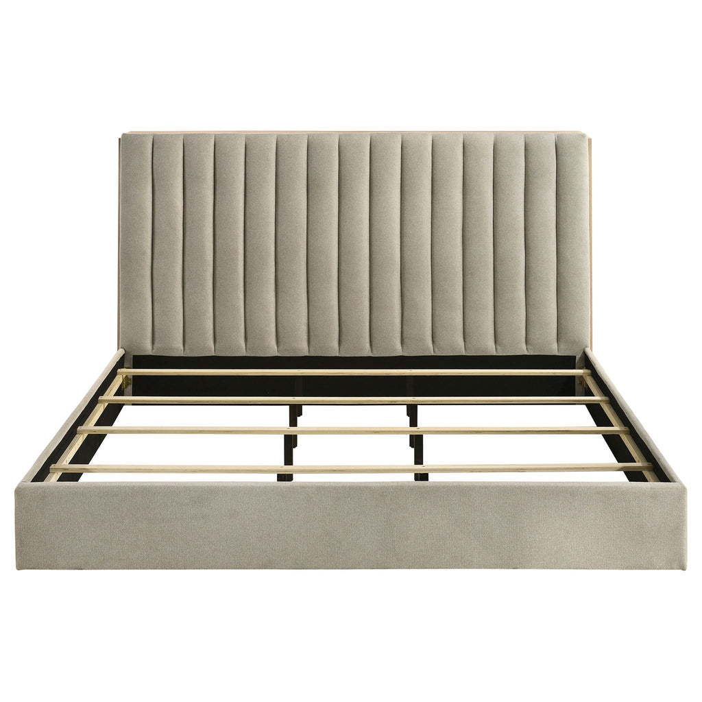 Arielle Eastern King Bookcase Panel Storage Bed Light Oak by Unique Piece Furniture