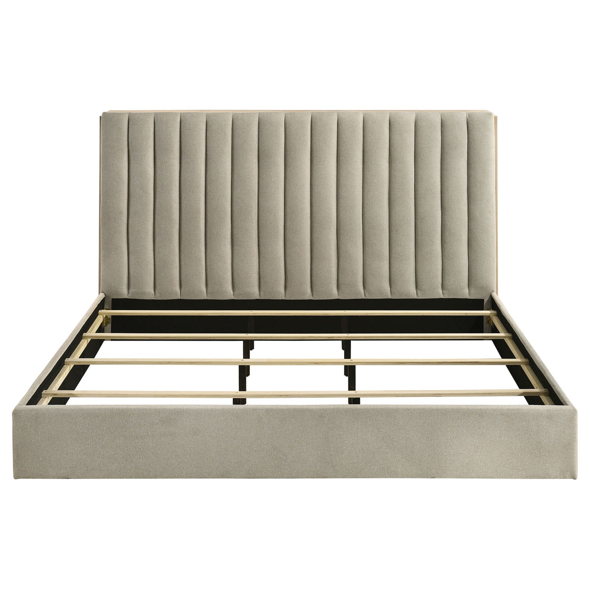 Arielle Eastern King Bookcase Panel Storage Bed Light Oak by Unique Piece Furniture