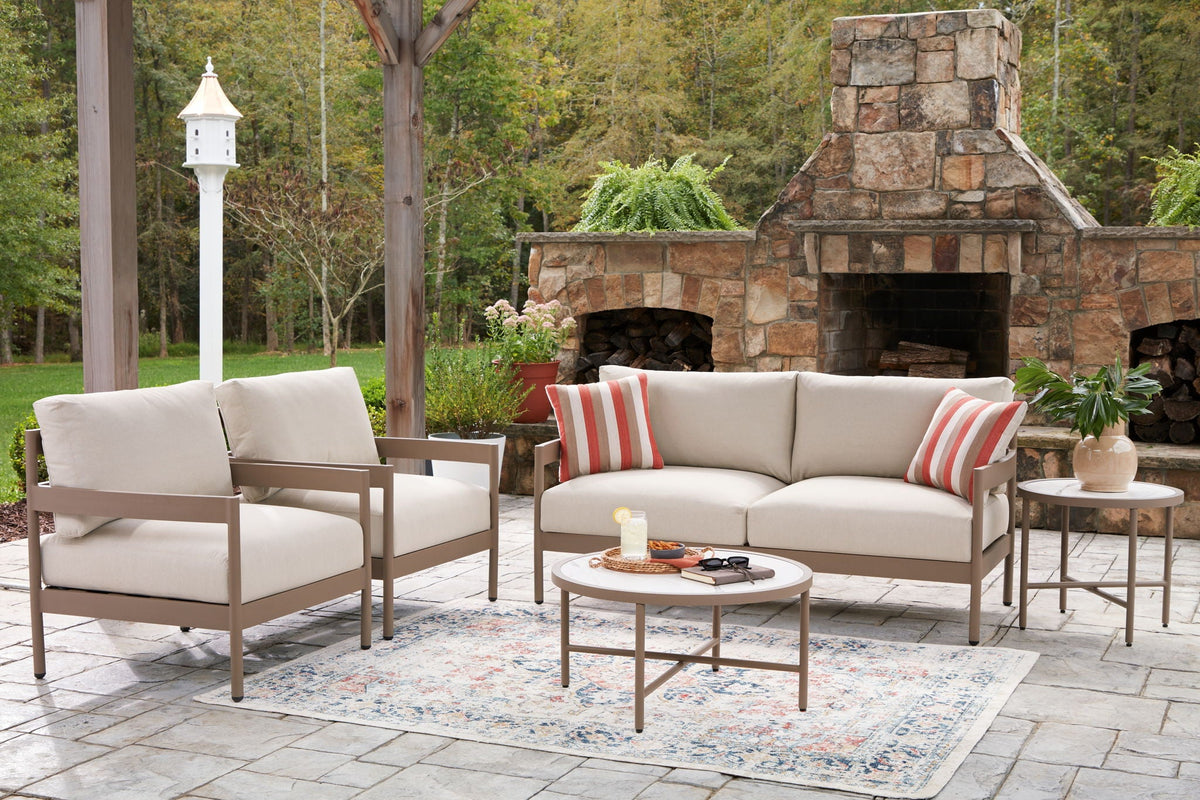Bluff Trail - Loveseat, Lounge Chairs, Tables Set (Set of 5) - Beige by Unique Piece Furniture