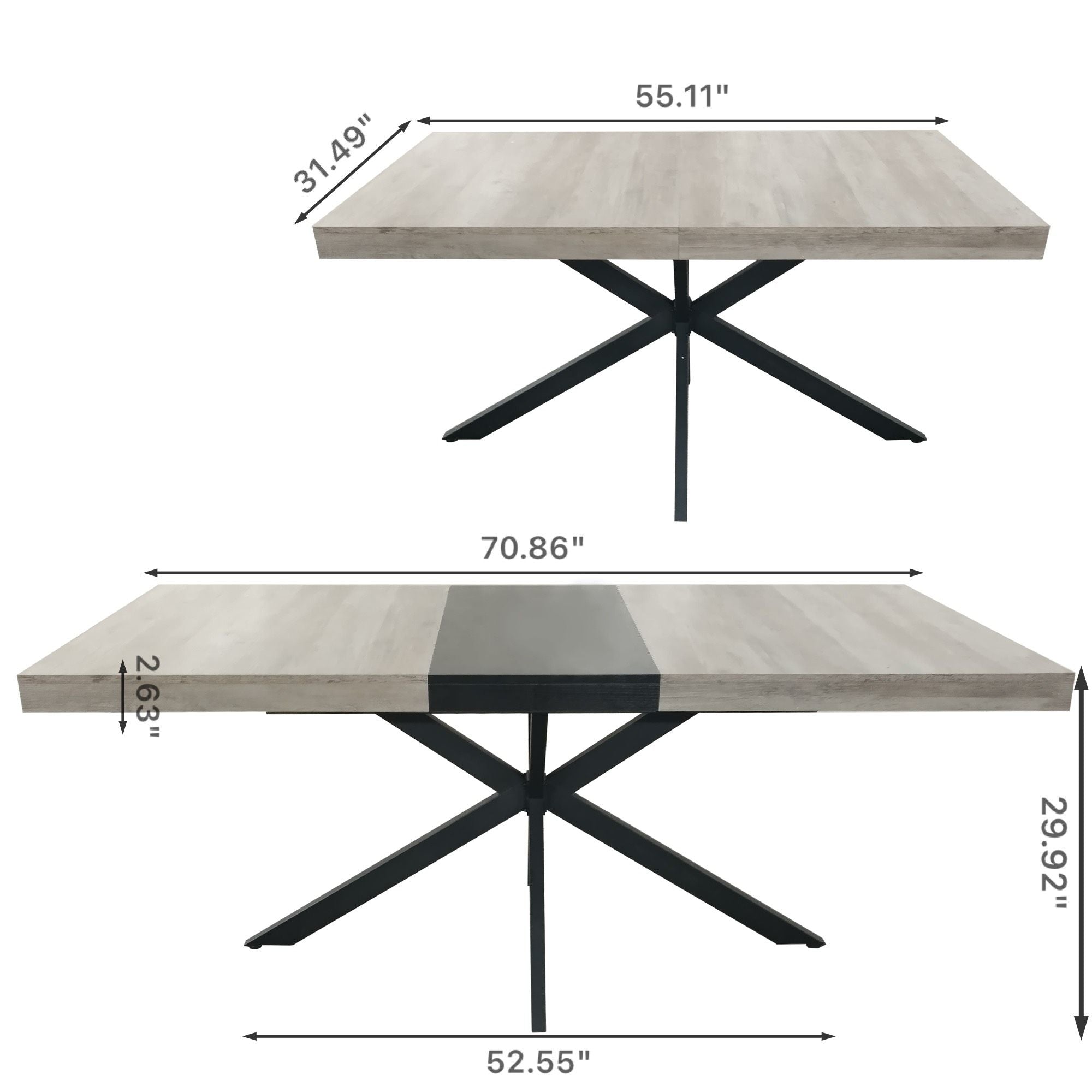 Retro Rectangular Stretch Dining Table With Embossed Center Plate by Unique Piece Furniture