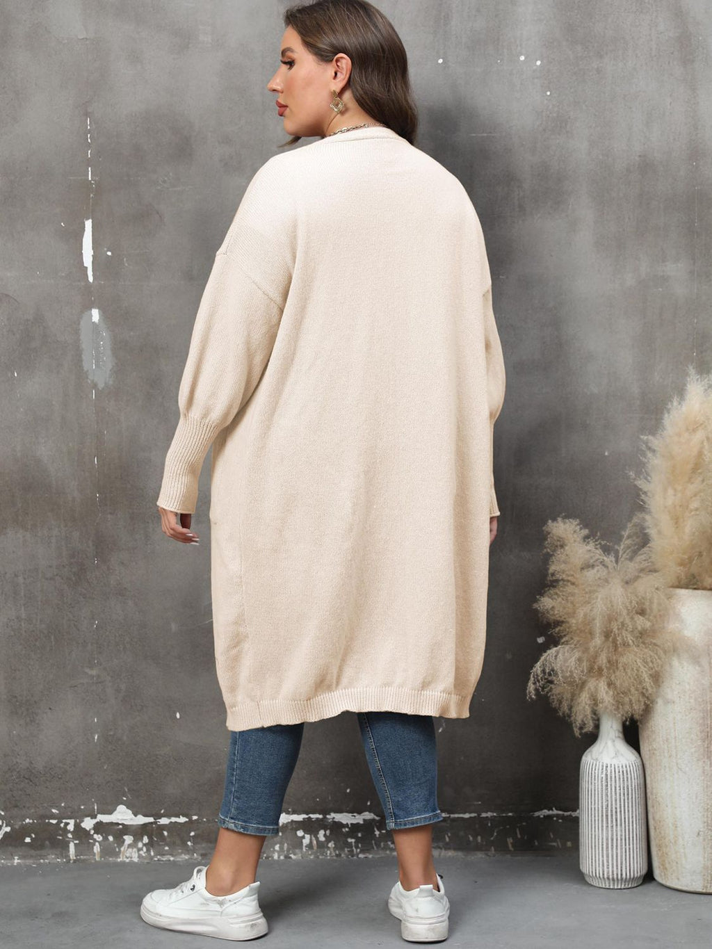 Plus Size Long Sleeve Pocketed Cardigan by Wild and Free Boutique