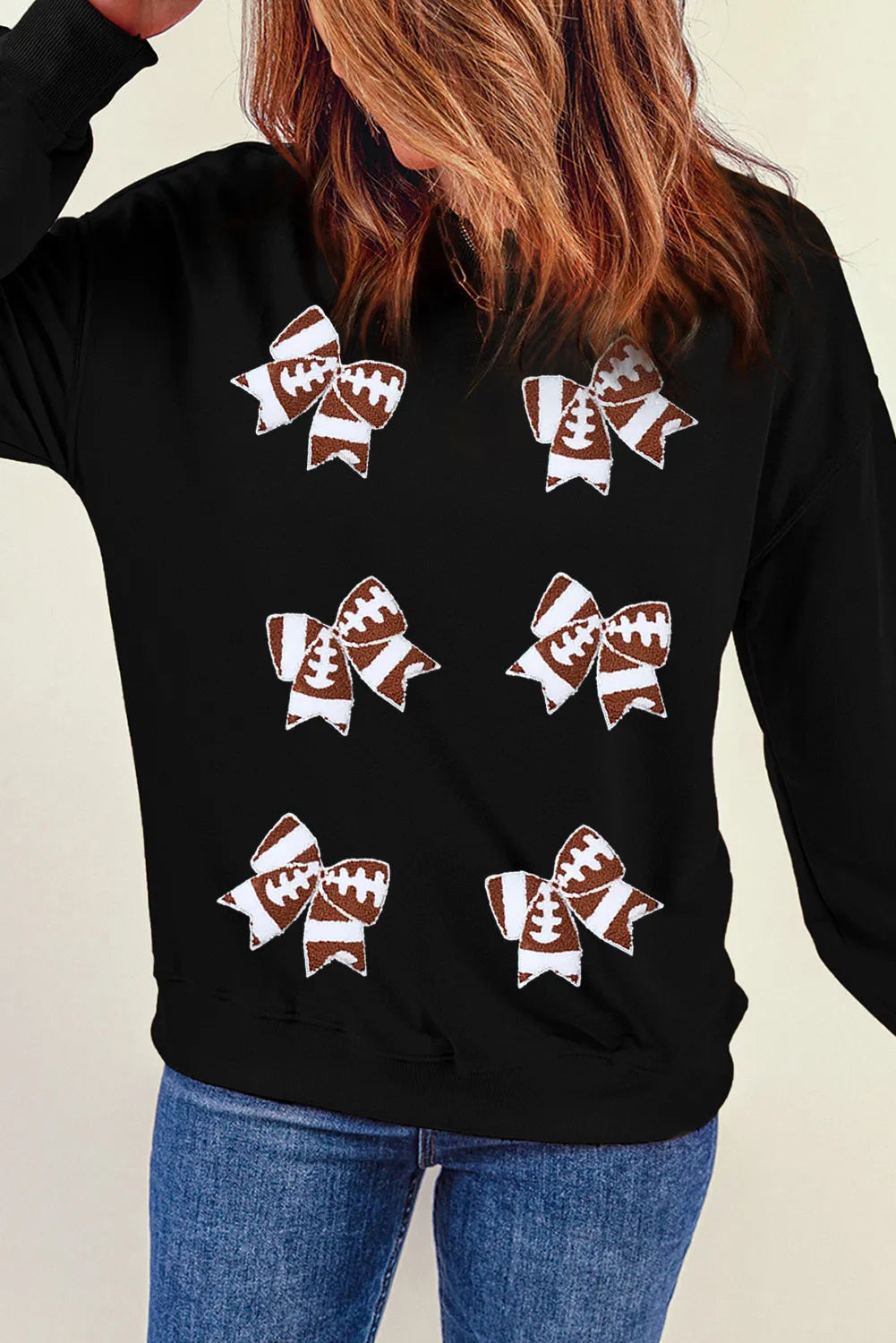Bow Round Neck Long Sleeve Sweatshirt by Wild and Free Boutique
