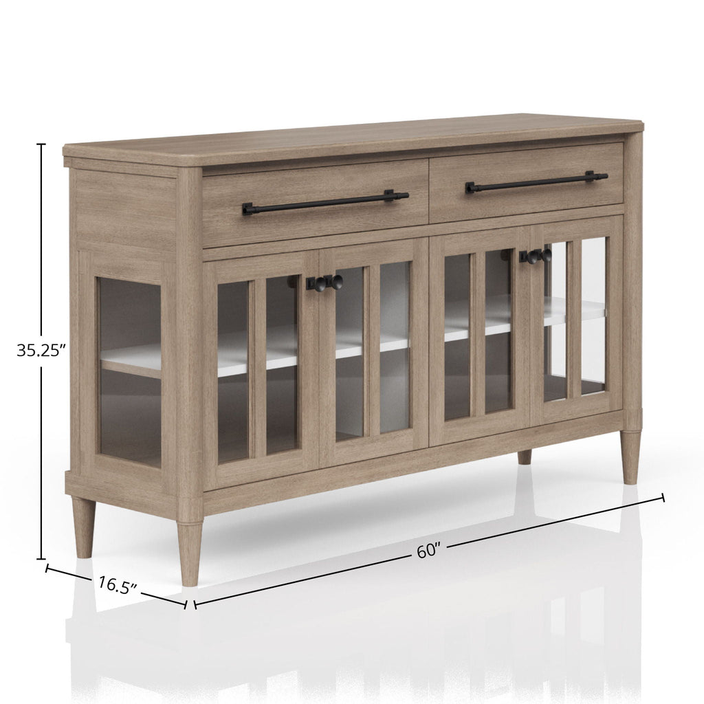 Power Ready - Buffet With Glass Cabinet Doors - Sand by Unique Piece Furniture