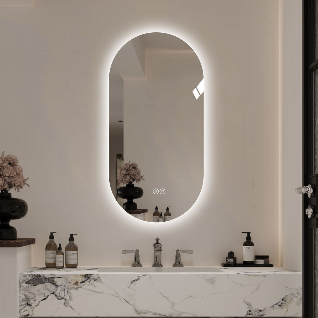 Smart Wall Mounted LED Touch Screen Mirror With Anti-Fog Function And Adjustable Lighting by Unique Piece Furniture