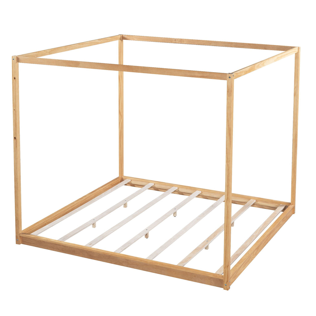 Wood Canopy Platform Bed With Support Legs And Airflow Slats by Unique Piece Furniture