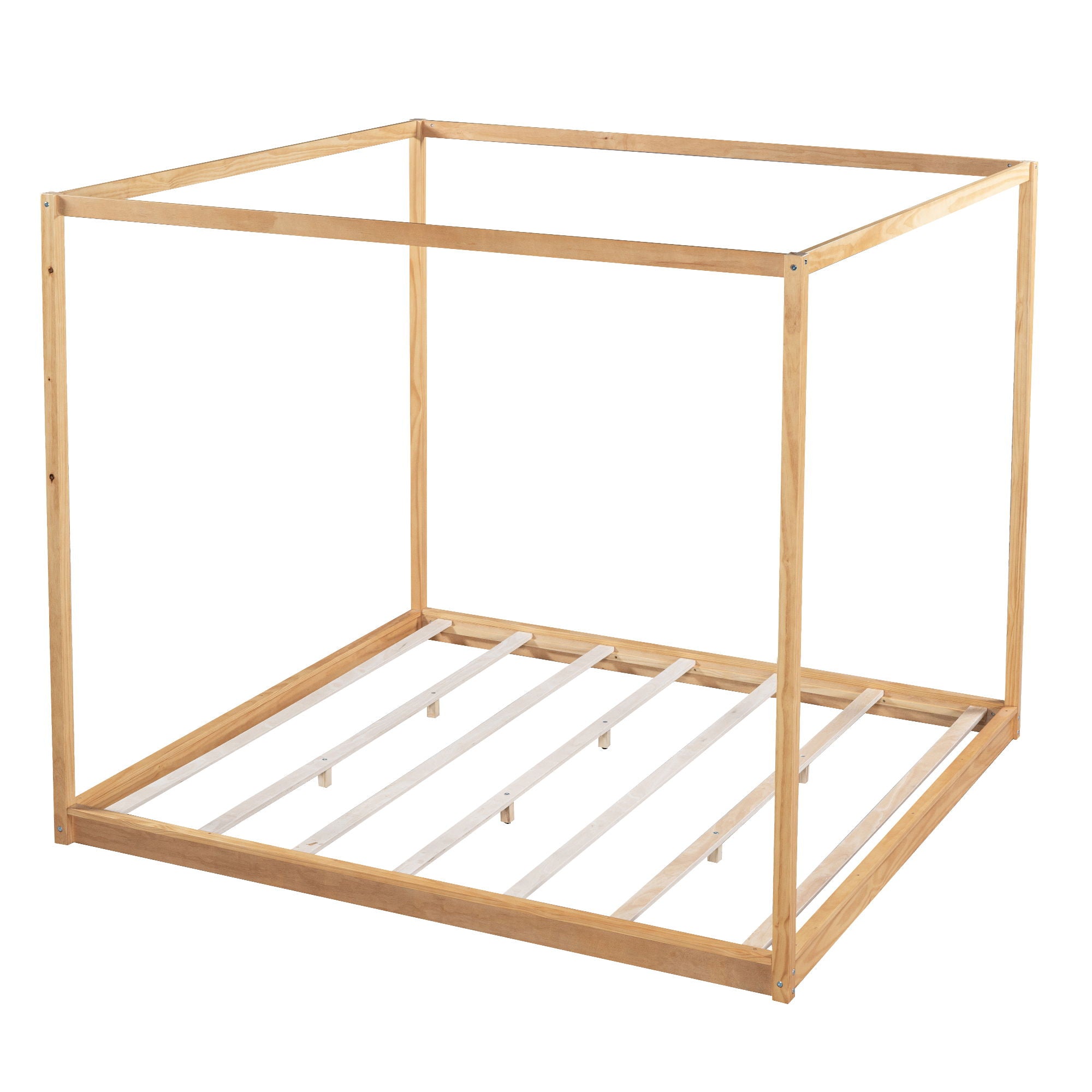 Wood Canopy Platform Bed With Support Legs And Airflow Slats by Unique Piece Furniture