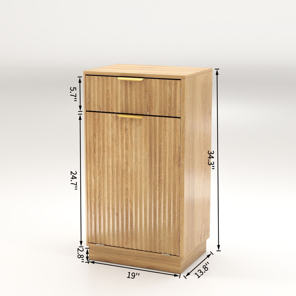 Tilt Out Trash Can Cabinet With Wave Textured Drawer & Pull Out Bin by Unique Piece Furniture