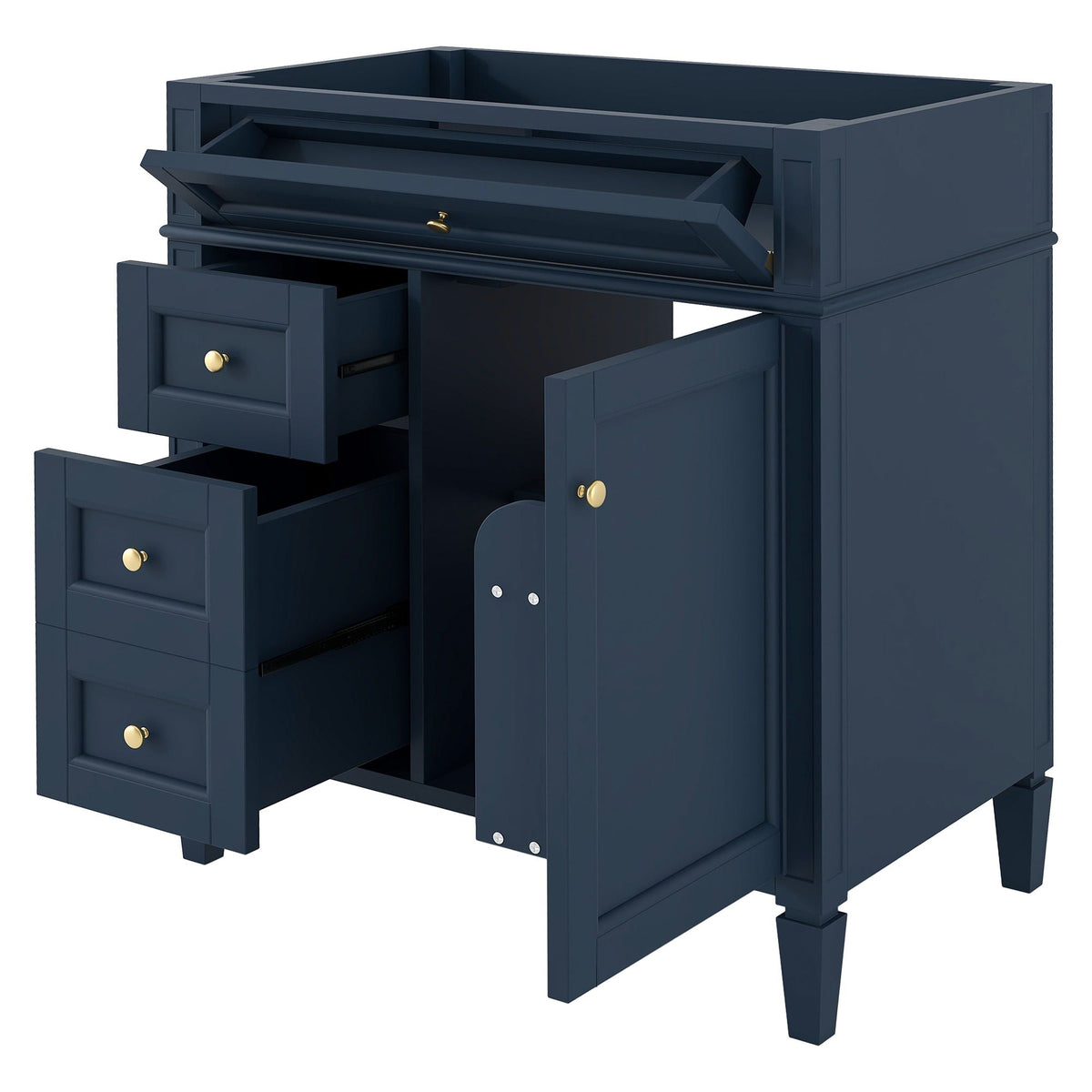 Bathroom Vanity With 2 Drawers And Tip-Out Drawer, Storage Cabinet by Unique Piece Furniture
