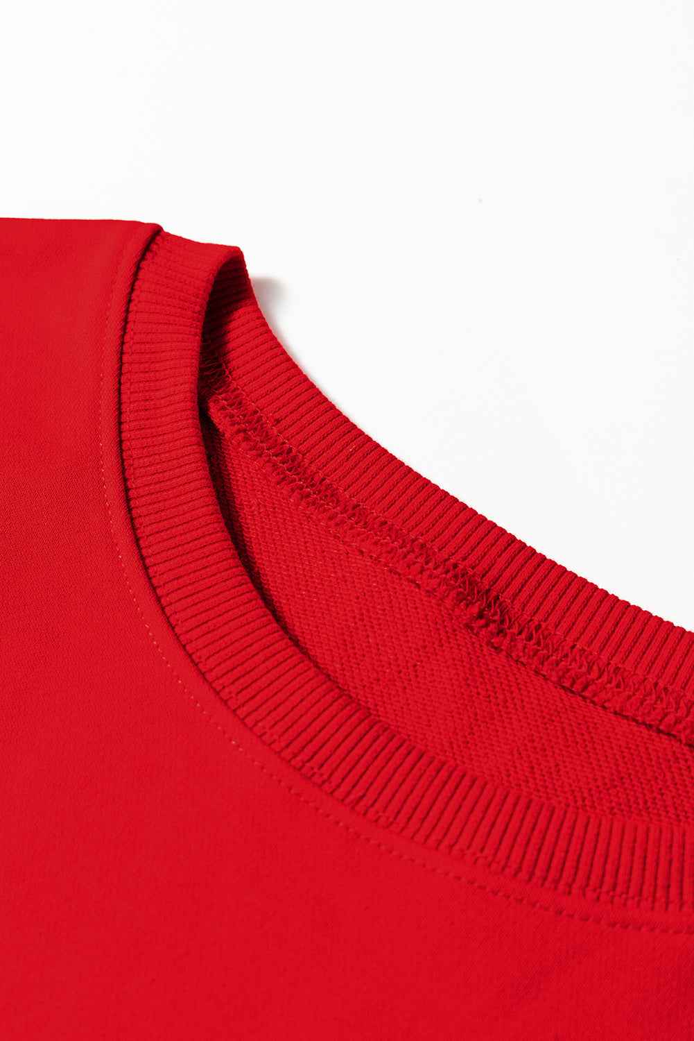 Fiery Red Varsity Contrast Banded Sleeve Shift Sweatshirt Dress by Wild and Free Boutique