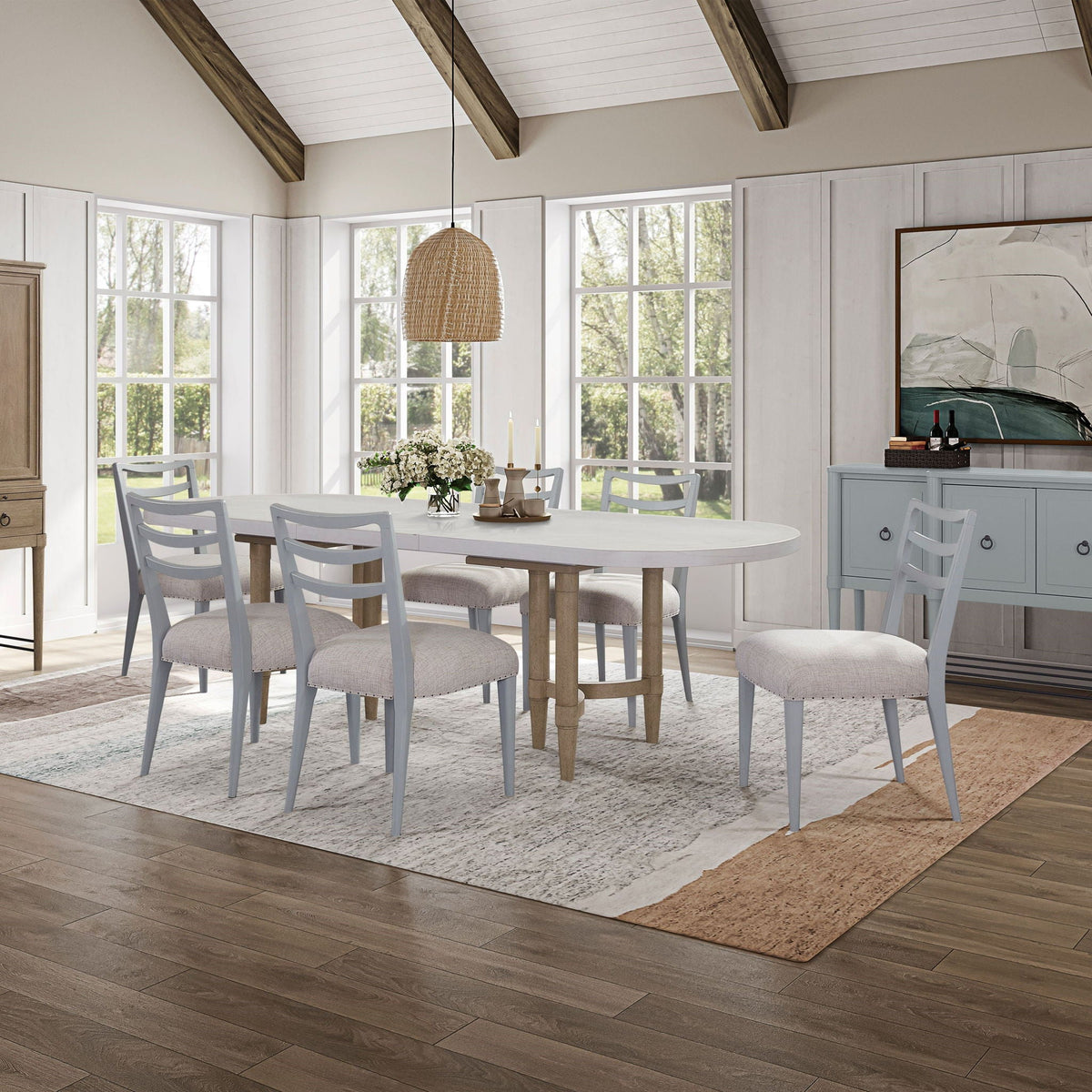 Triad - Double Pedestal Dining Table With Leaf - Sand by Unique Piece Furniture