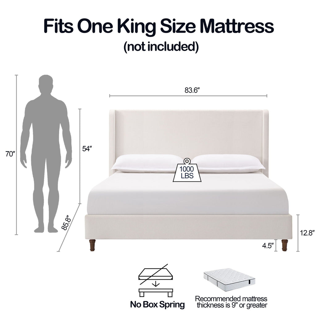 Harper - Tall Headboard Upholstered Bed / High Headboard / Elegant Simplicity / No Box Spring Needed by Unique Piece Furniture