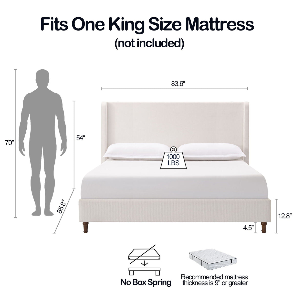Harper - Tall Headboard Upholstered Bed / High Headboard / Elegant Simplicity / No Box Spring Needed by Unique Piece Furniture