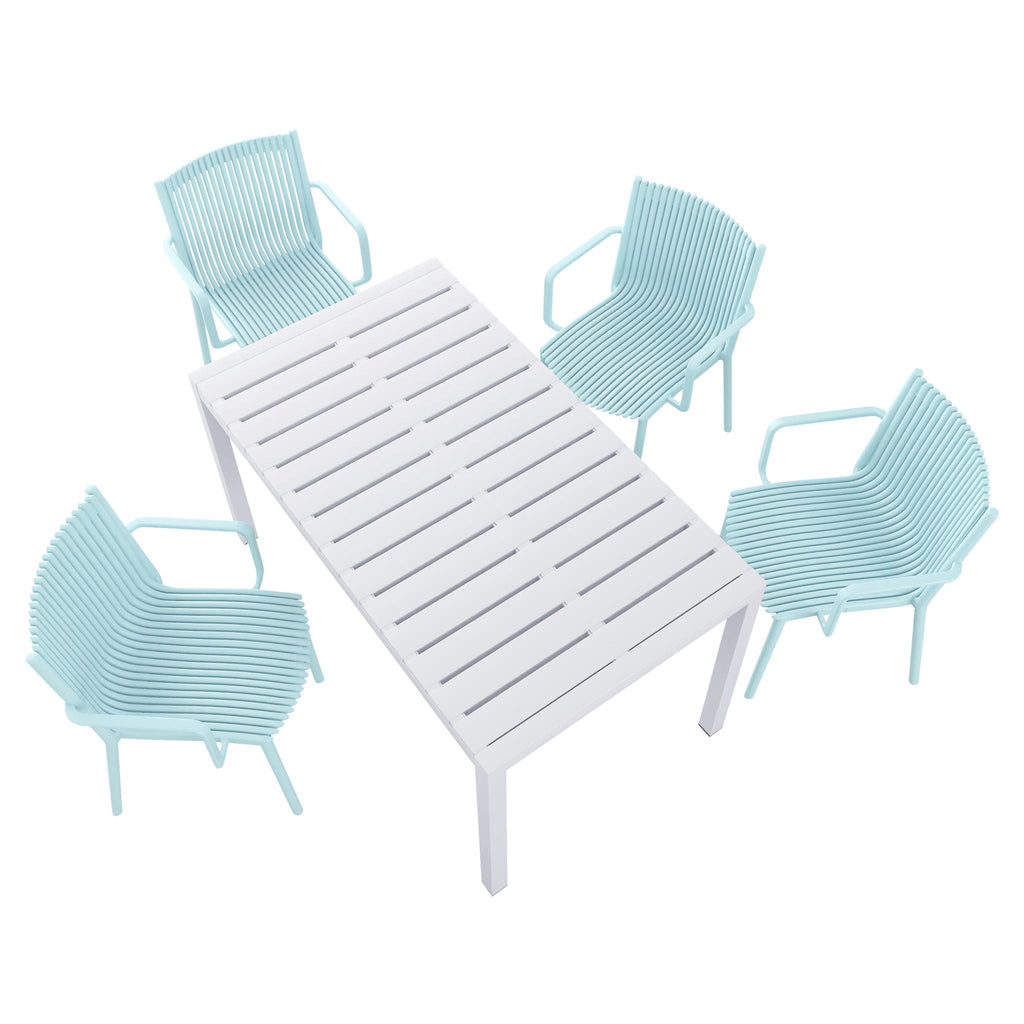 4 Modern Stackable Armchair Matched With Long Table by Unique Piece Furniture