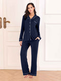 Collared Neck Long Sleeve Loungewear Set with Pockets by Wild and Free Boutique
