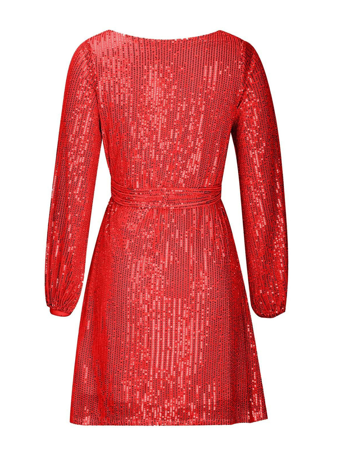 Sequin Tie Waist Long Sleeve Mini Dress by Wild and Free Boutique