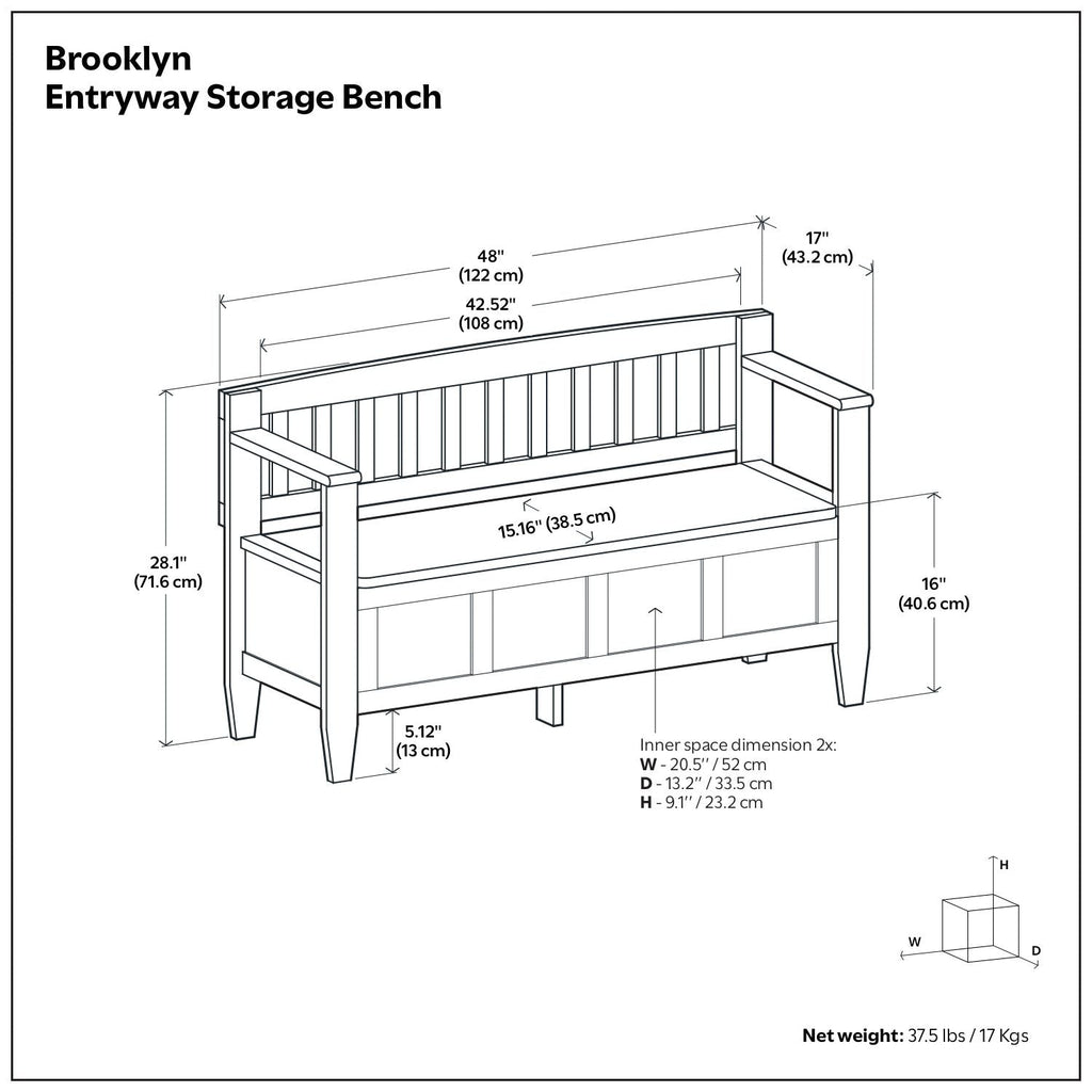 Brooklyn - Handcrafted Entryway Storage Bench by Unique Piece Furniture