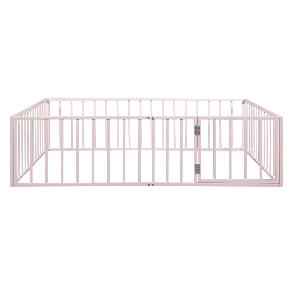 Metal Floor Bed Frame With Fence And Door by Unique Piece Furniture