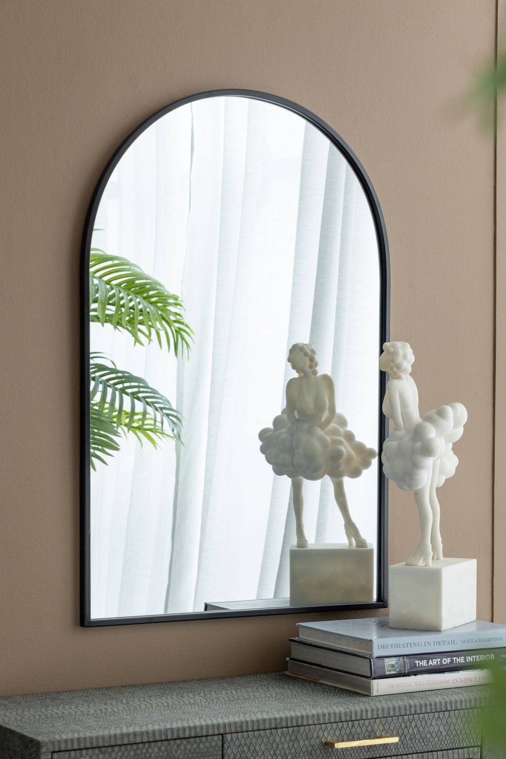 Arched Mirror With Metal Frame, Wall Mirror For Living Room Bedroom Entryway by Unique Piece Furniture