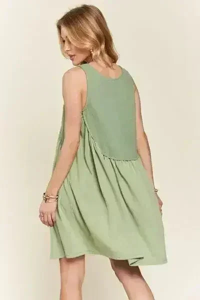 ADORA Decorative Button Sleeveless Babydoll Dress by Femstylo