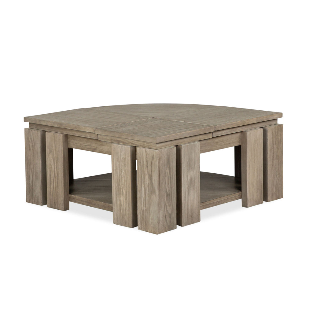 Conrad - Pie Shaped Lift Top Cocktail Table With Casters - Stone Harbor Gray by Unique Piece Furniture