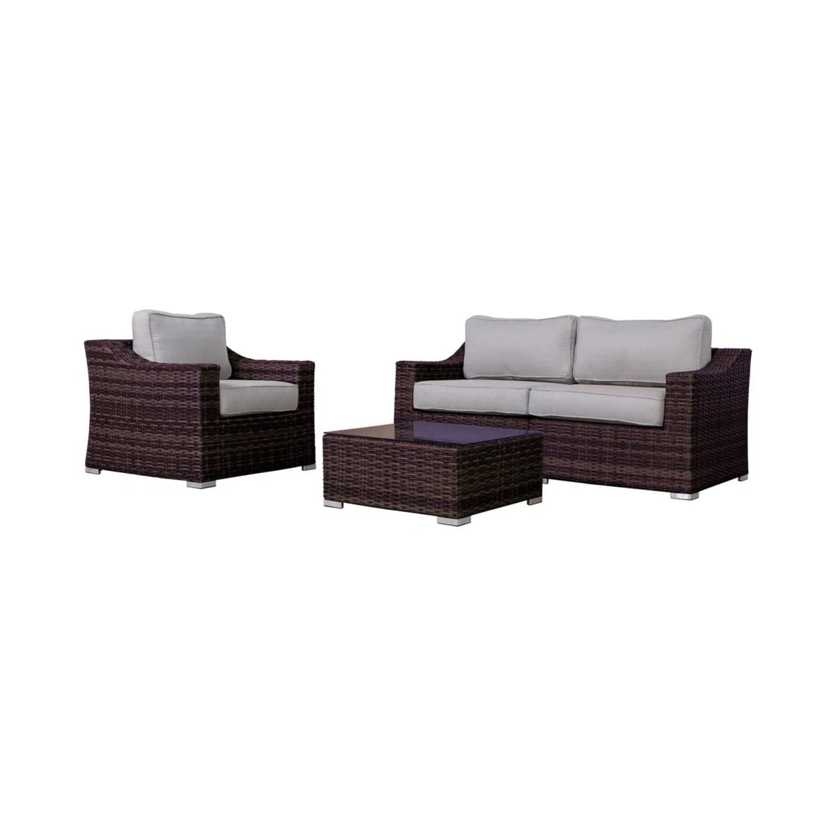Outdoor Wicker Conversation Set With Cushions, All Weather by Unique Piece Furniture