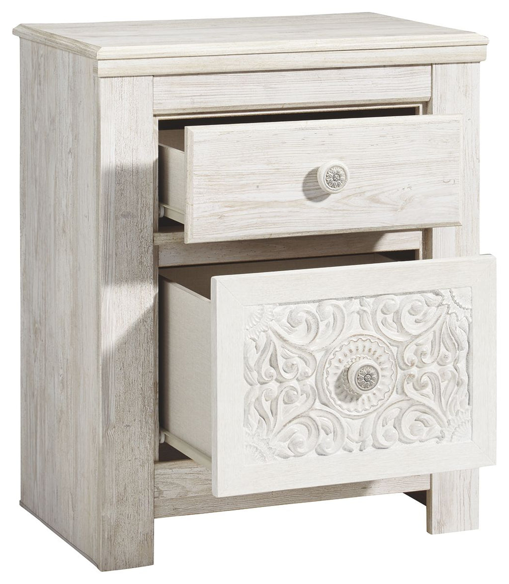 Paxberry - Two Drawer Night Stand - Whitewash by Unique Piece Furniture