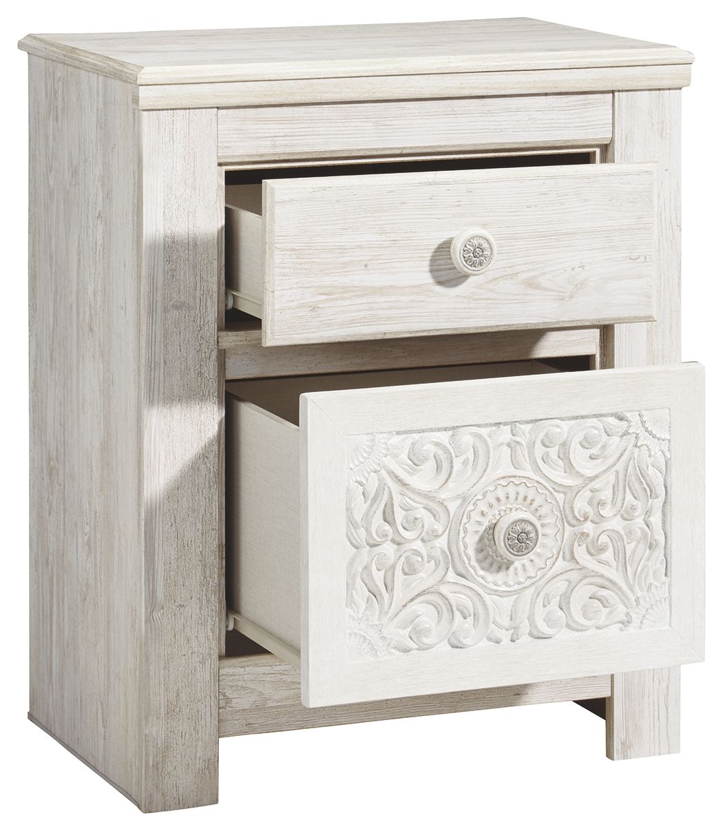 Paxberry - Two Drawer Night Stand - Whitewash by Unique Piece Furniture
