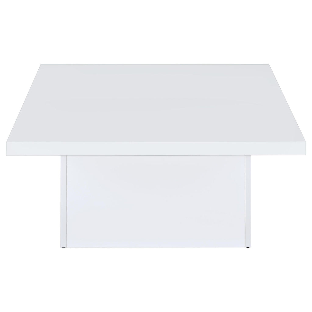 Devar Square Engineered Wood Coffee Table White High Gloss by Unique Piece Furniture
