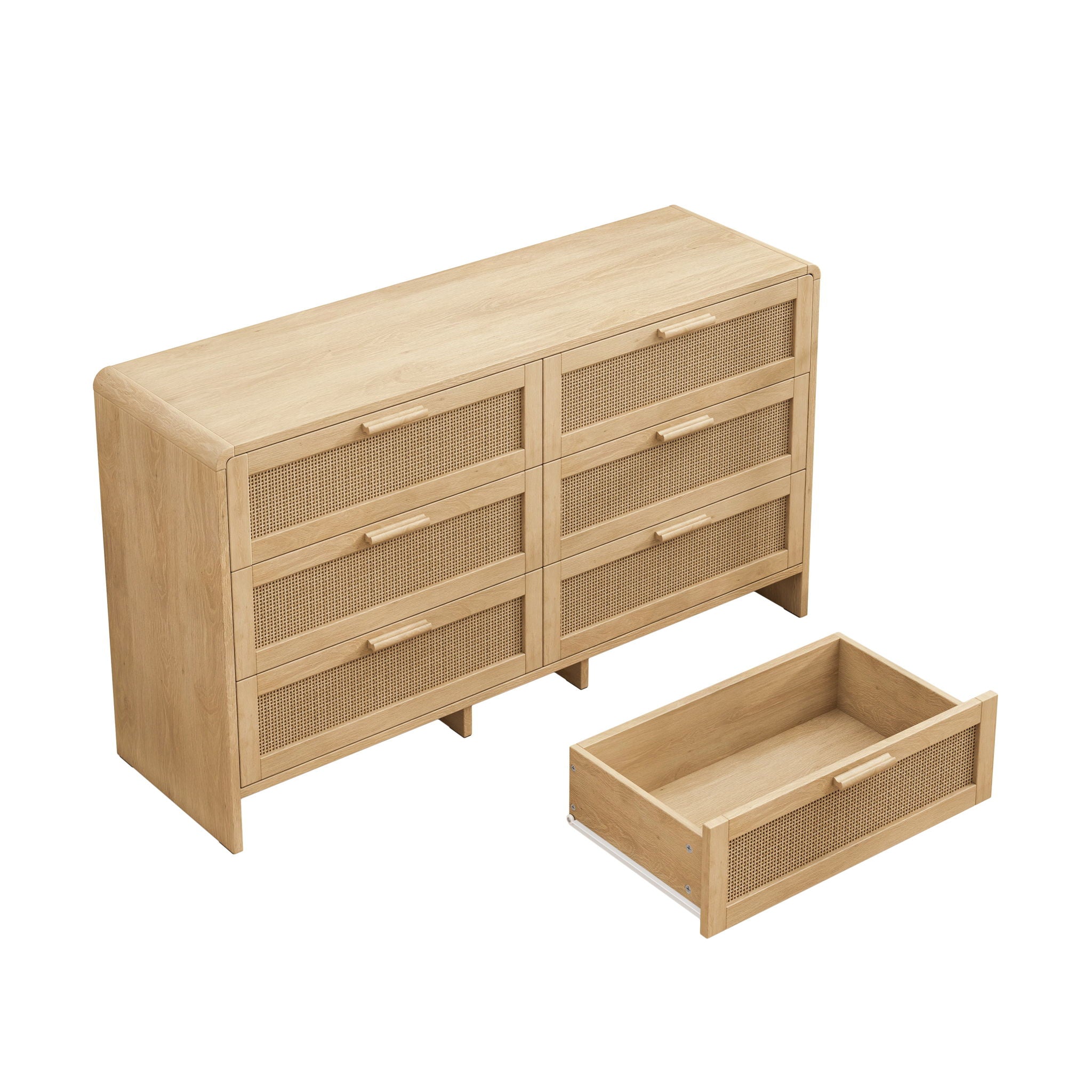 Modern Arc Shaped Corner Rattan Cabinet With 6 Drawers by Unique Piece Furniture