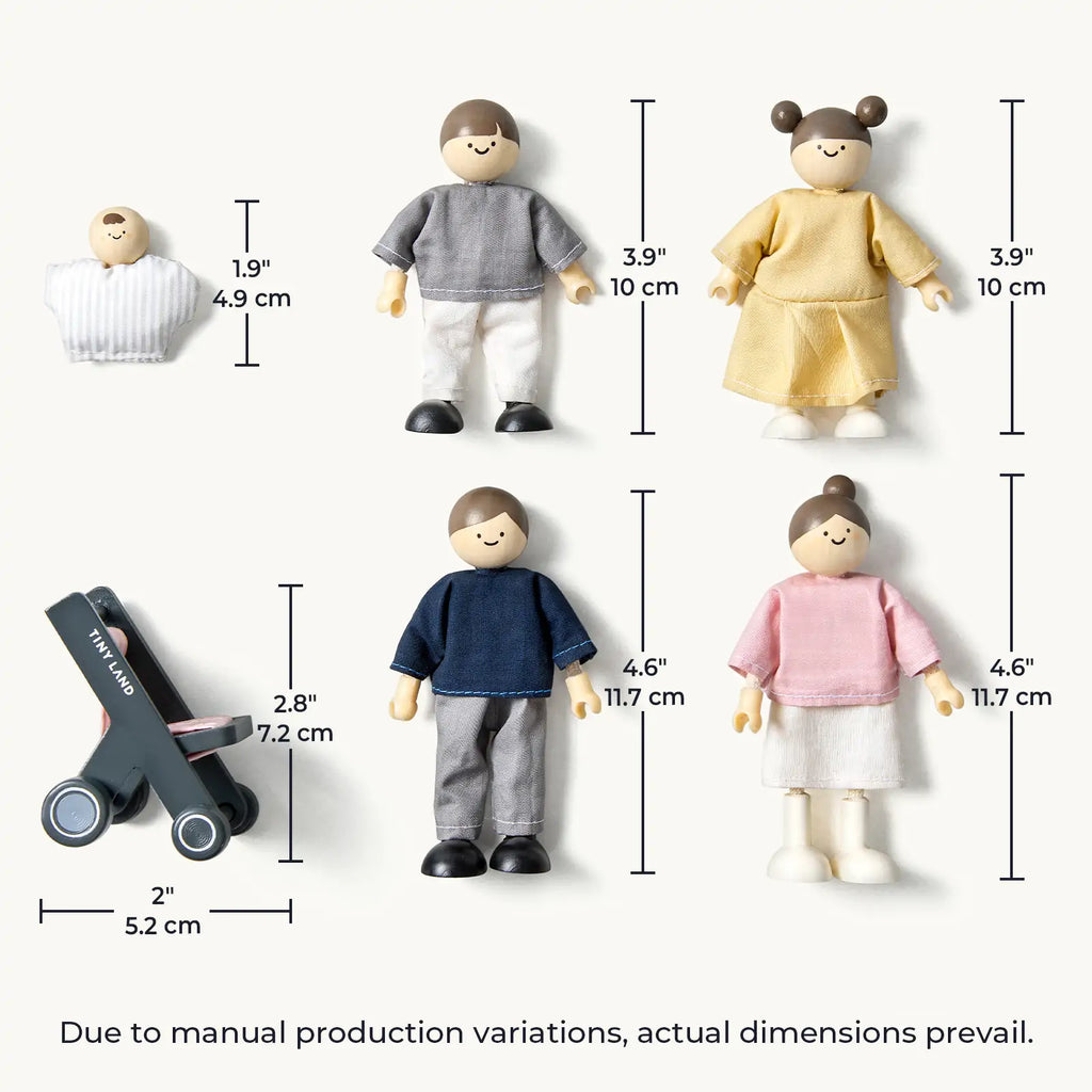 Sweet Family Gift Set: Black Dollhouse & Dollhouse Garage & Extra Dolls Set by Tiny Land INC