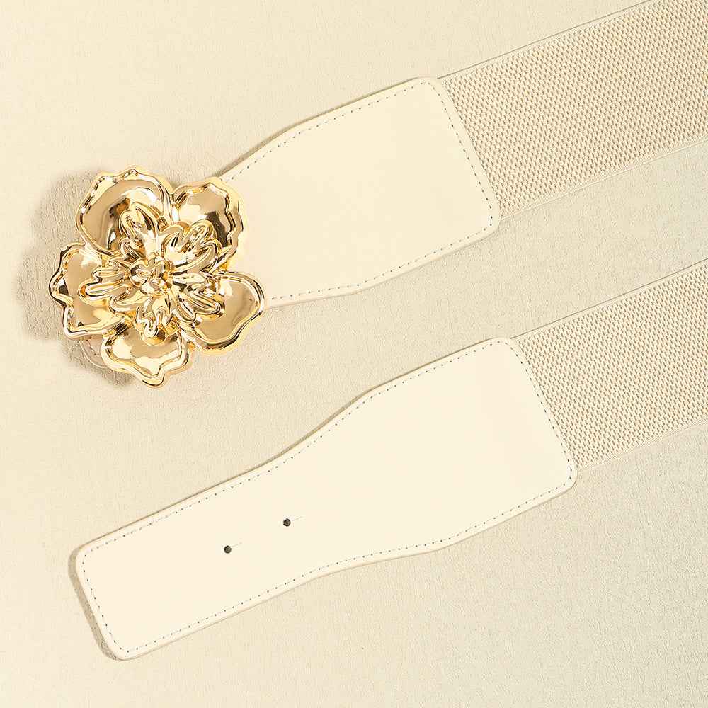 Flower Alloy Buckle Elastic Belt by Wild and Free Boutique