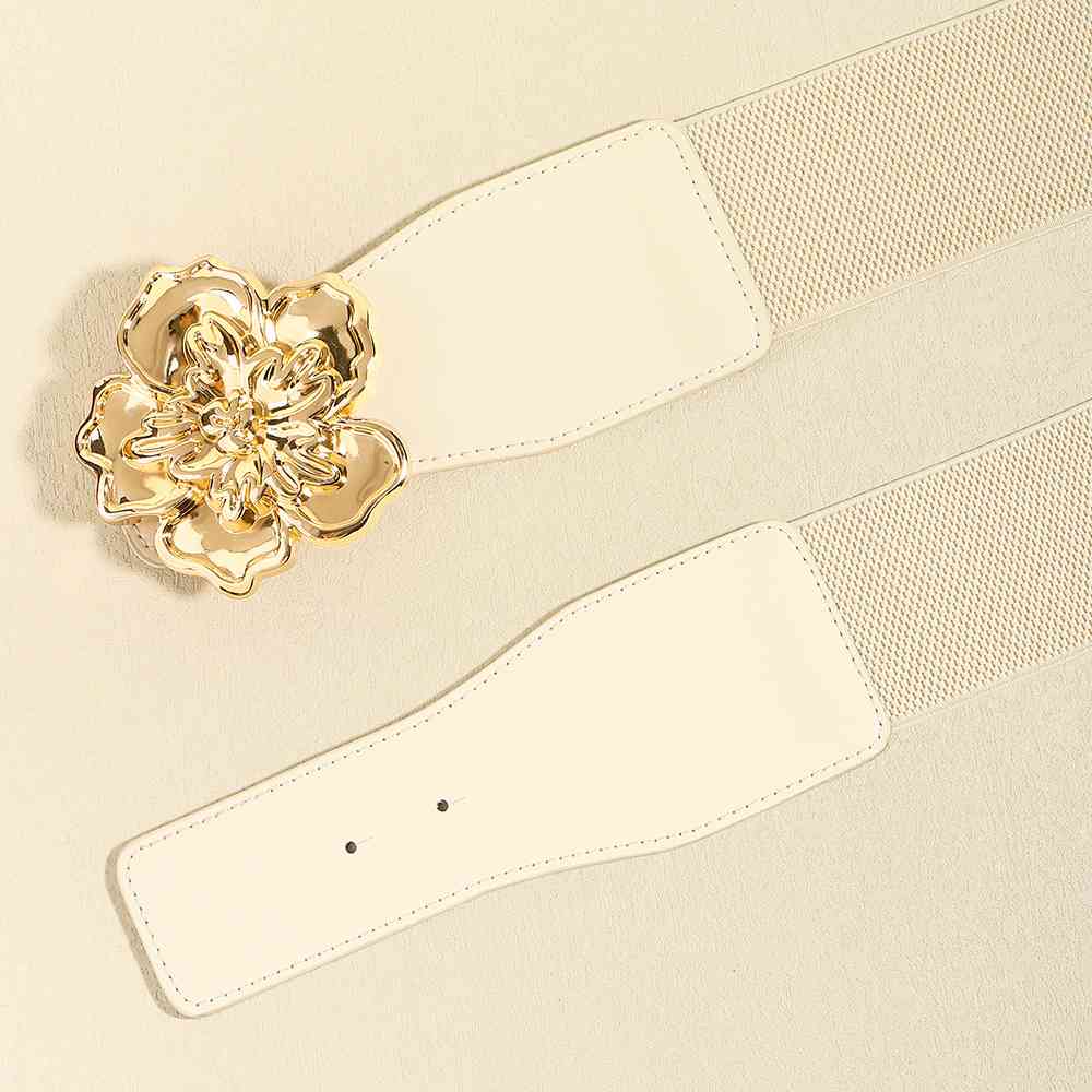 Flower Elegance Alloy Buckle Elastic Belt – Stylish Floral Design See size chart under “more details” by The Fashion Celestial