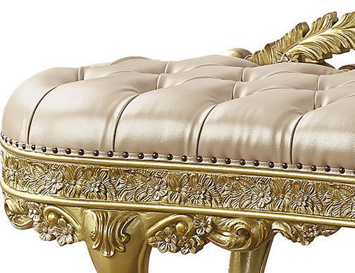 Cabriole - Synthetic Leather Bench - Gold by Unique Piece Furniture