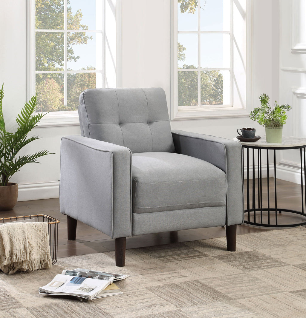 Bowen Upholstered Track Arm Tufted Accent Chair Grey by Unique Piece Furniture