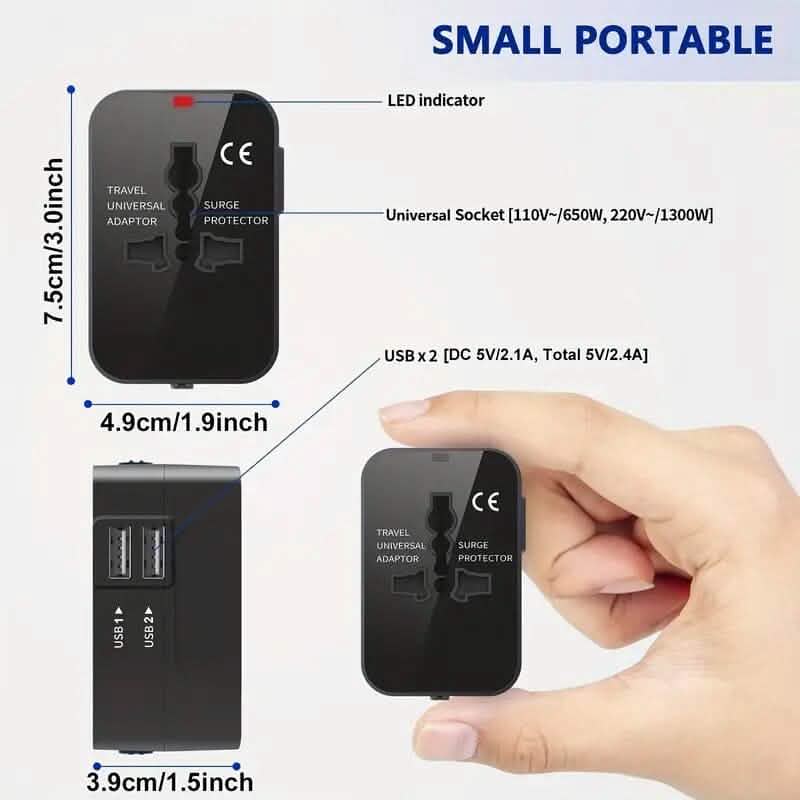 All-in-One Universal Travel Charger with Dual USB Charging Ports by DailySale