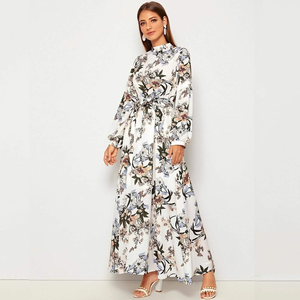 Allover Floral Print Self Tie Swing Maxi Dress by DailySale