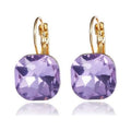 Amethyst Crystal Gold Filled Square Earrings For Women Popular Rhinestone Stud Earrings by DailySale