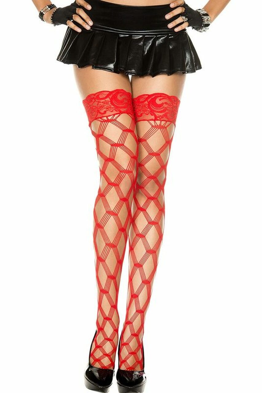 Multi Fence Net Thigh High Stockings by 3wishes.com