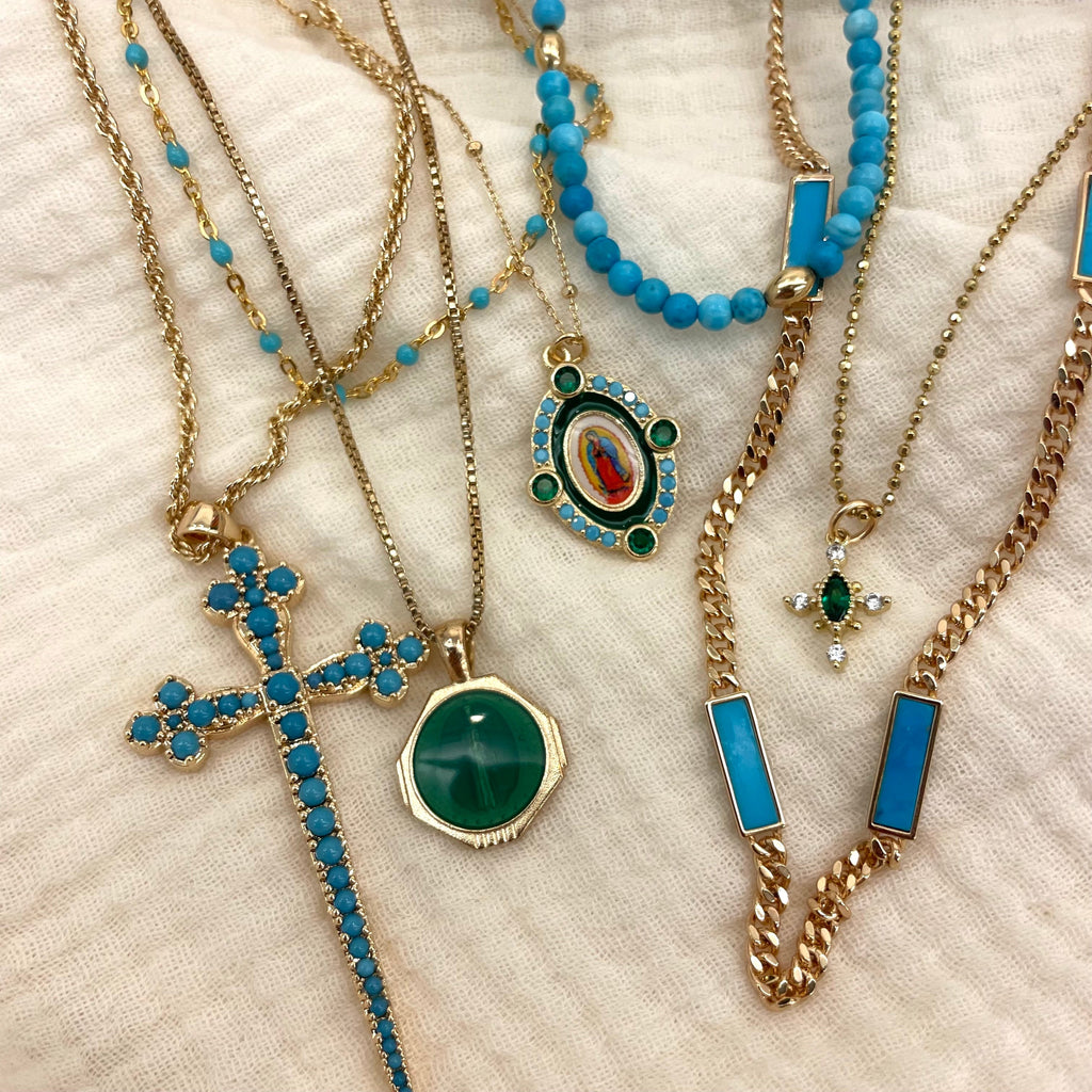 Our Emerald Lady of Guadalupe Necklace by Joy Dravecky