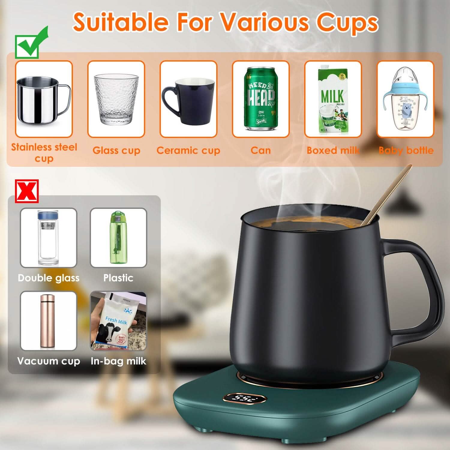 Auto Shut Off USB Coffee Mug Heating Plate with 3 Temperature Setting by DailySale