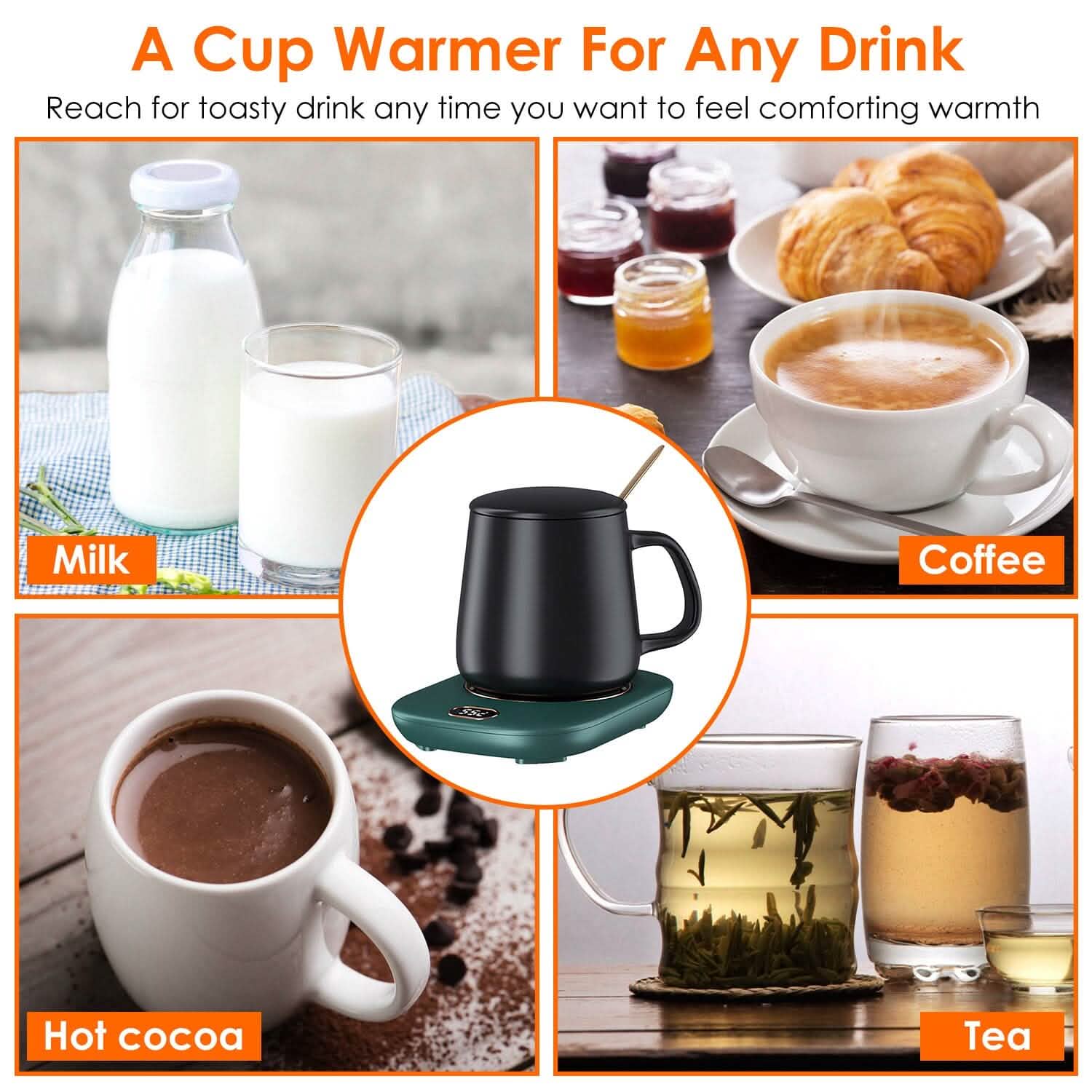 Auto Shut Off USB Coffee Mug Heating Plate with 3 Temperature Setting by DailySale