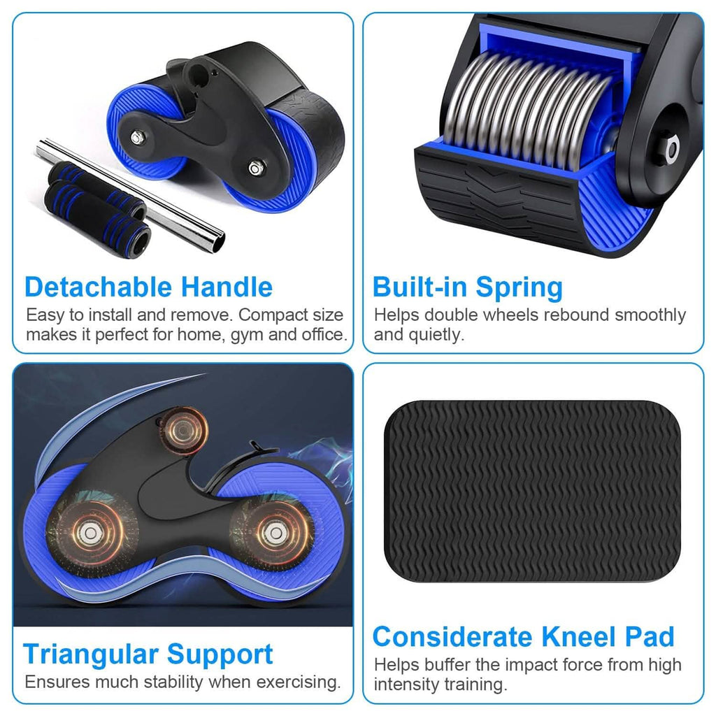 Automatic Rebound Anti-Slip AB Roller Wheel with Knee Pad Holder by DailySale
