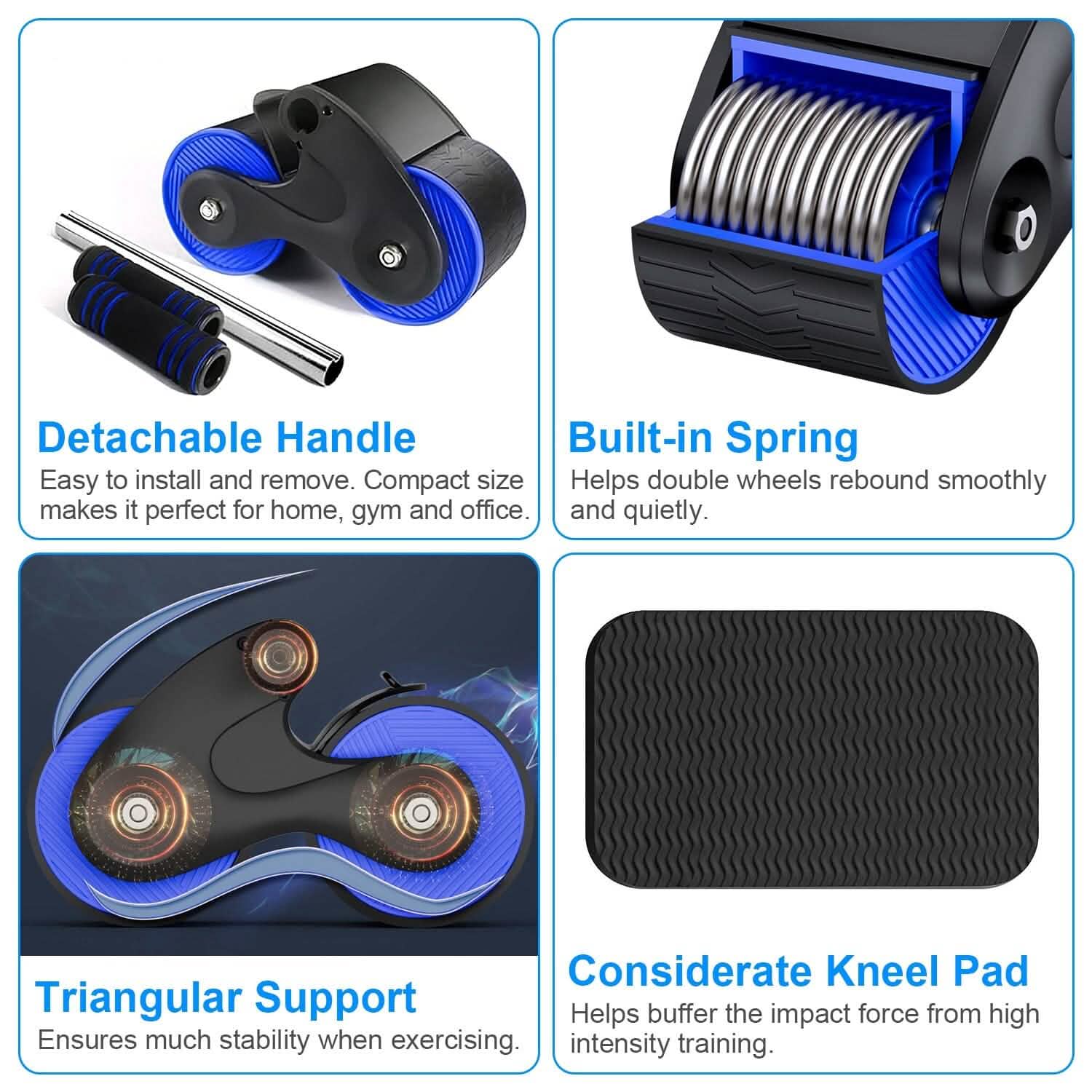 Automatic Rebound Anti-Slip AB Roller Wheel with Knee Pad Holder by DailySale