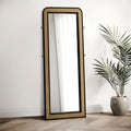 Arini Cane Weave Full Length Standing Floor Mirror Black by Unique Piece Furniture