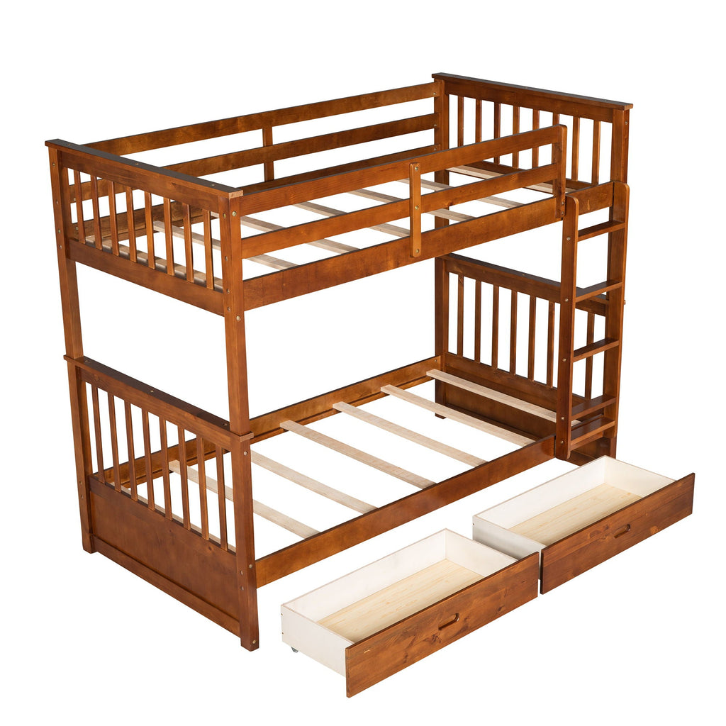 Bunk Bed With Ladders And 2 Storage Drawers by Unique Piece Furniture