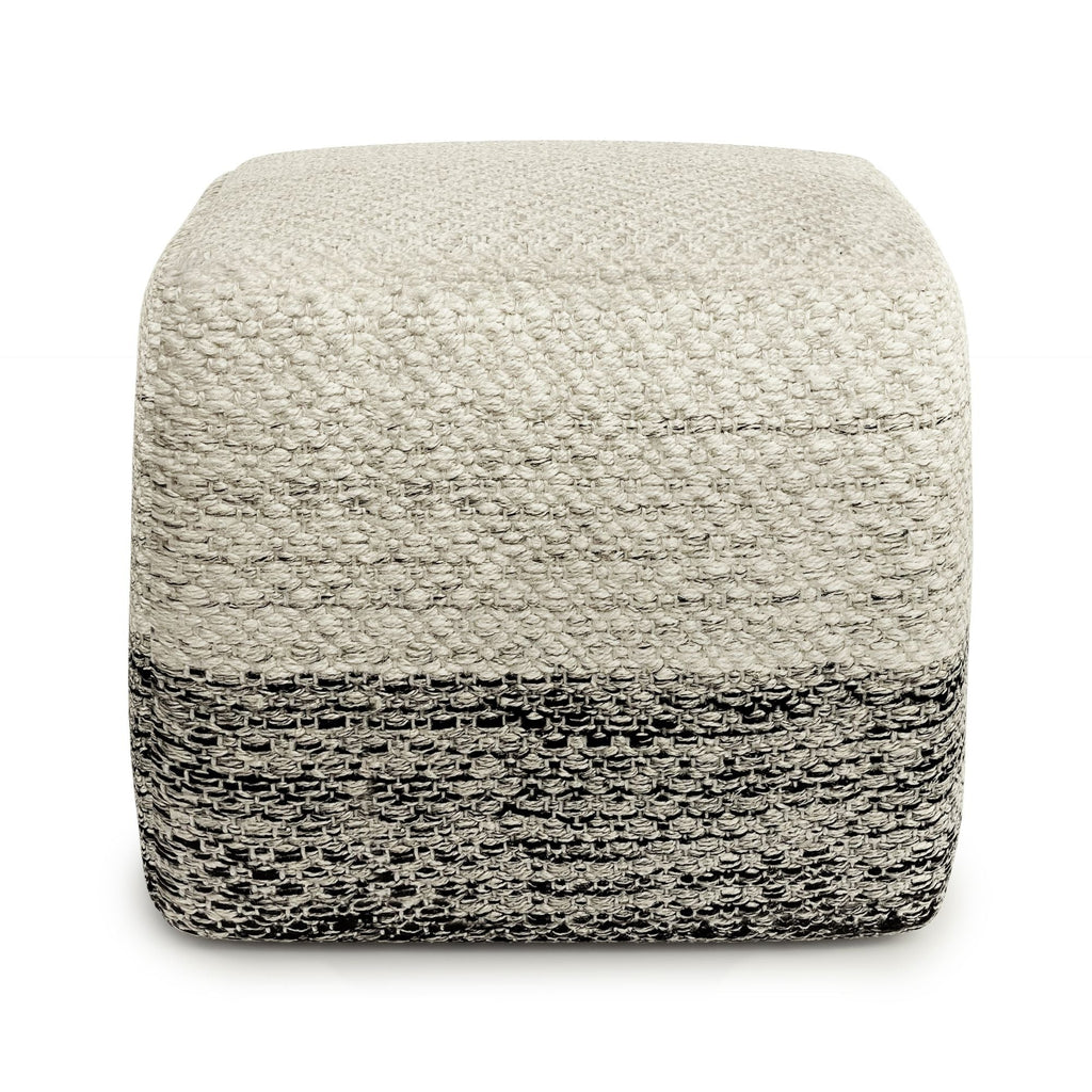 Macie - Square Woven Outdoor / Indoor Pouf - Gray / White by Unique Piece Furniture